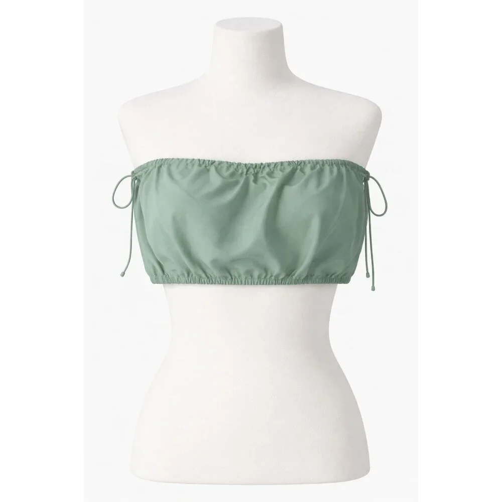 Vans Riley Parachute Bandeau Tube Top Green Nylon Strapless XXL NWT‎